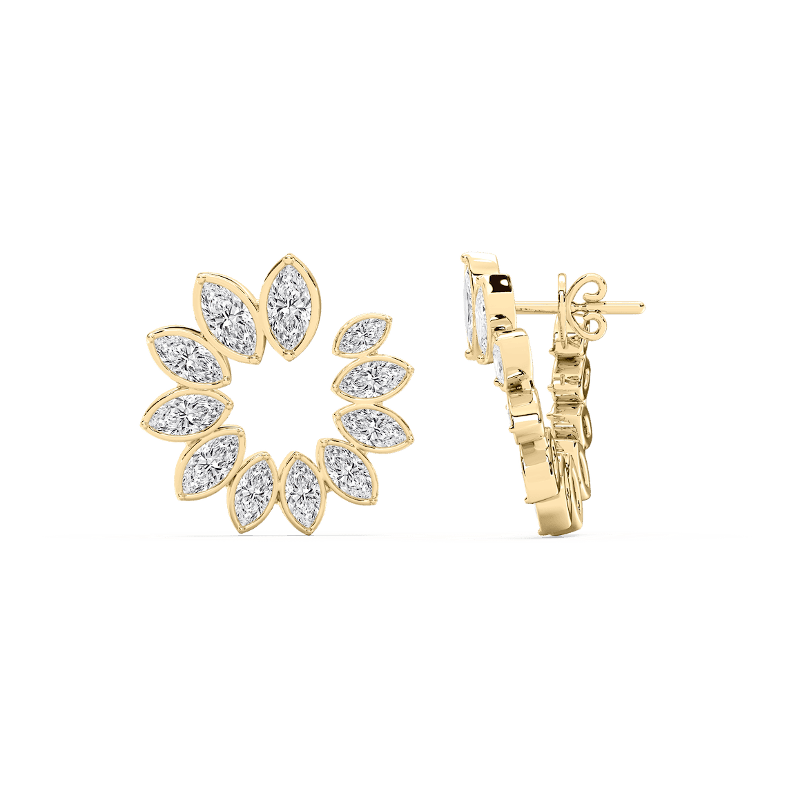 Marquise Hoop in Yellow Gold, view 2