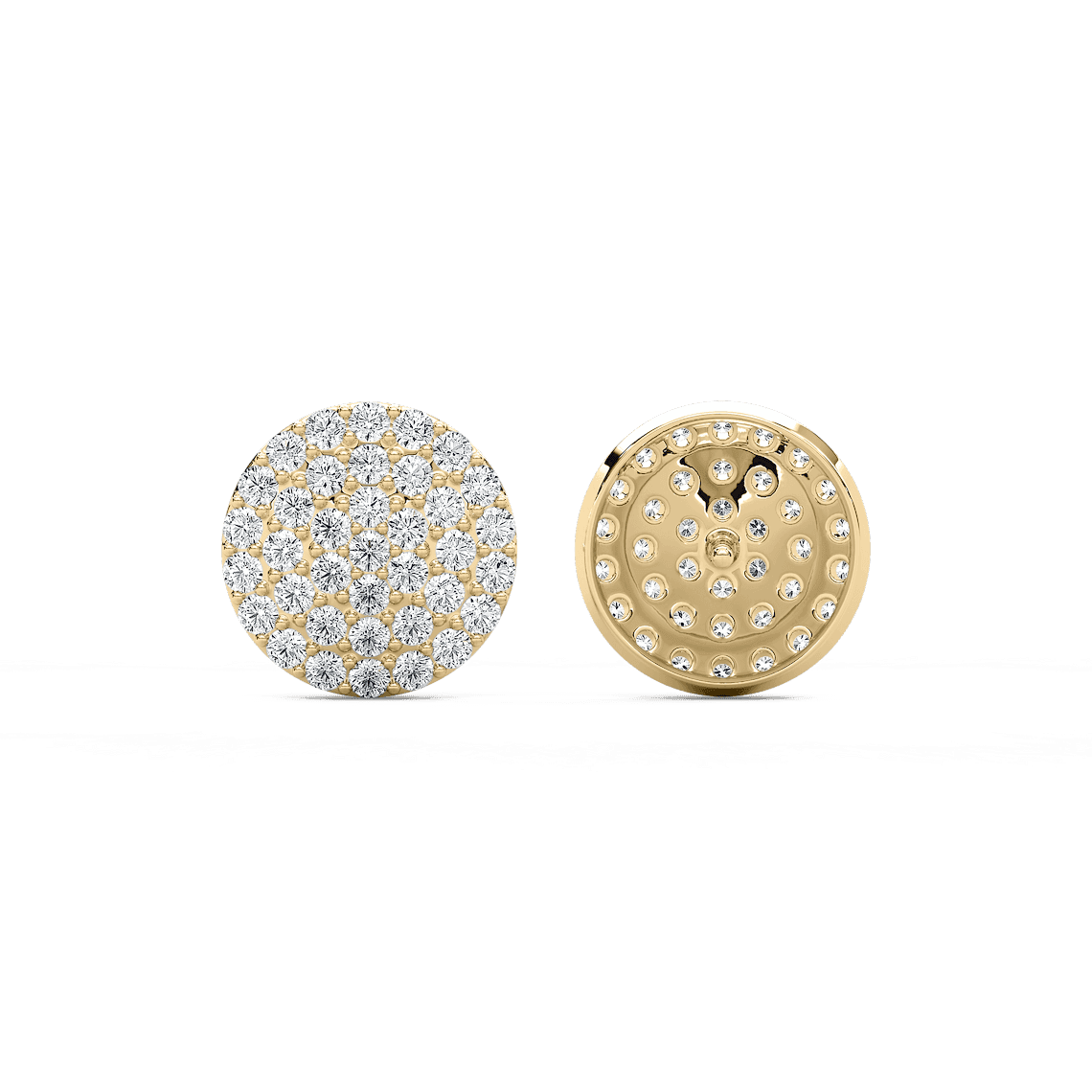 Pavé Studs in Yellow Gold, view 2