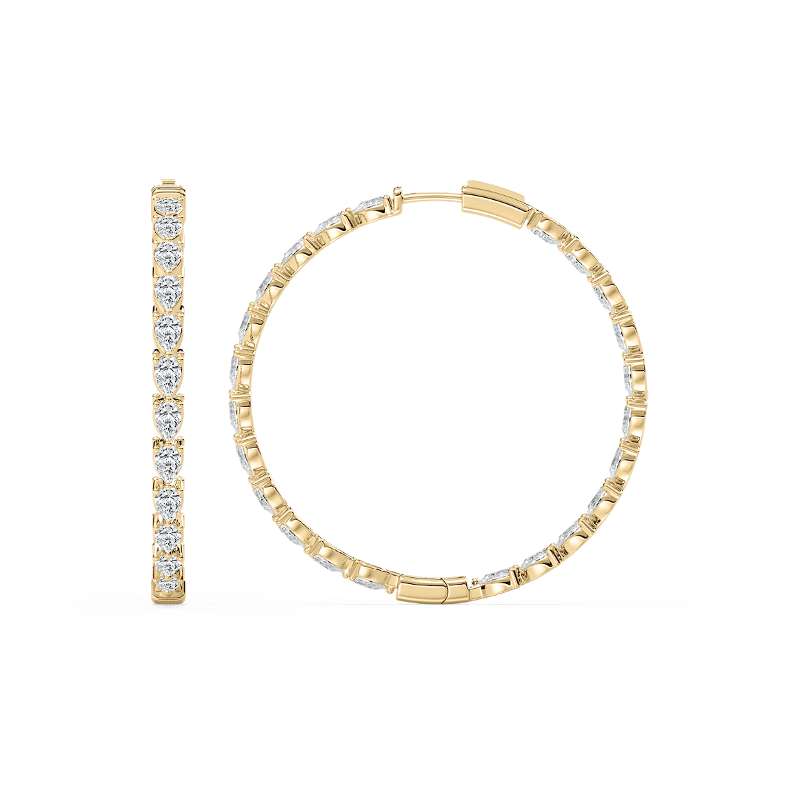 Pear Hoop in Yellow Gold, view 2