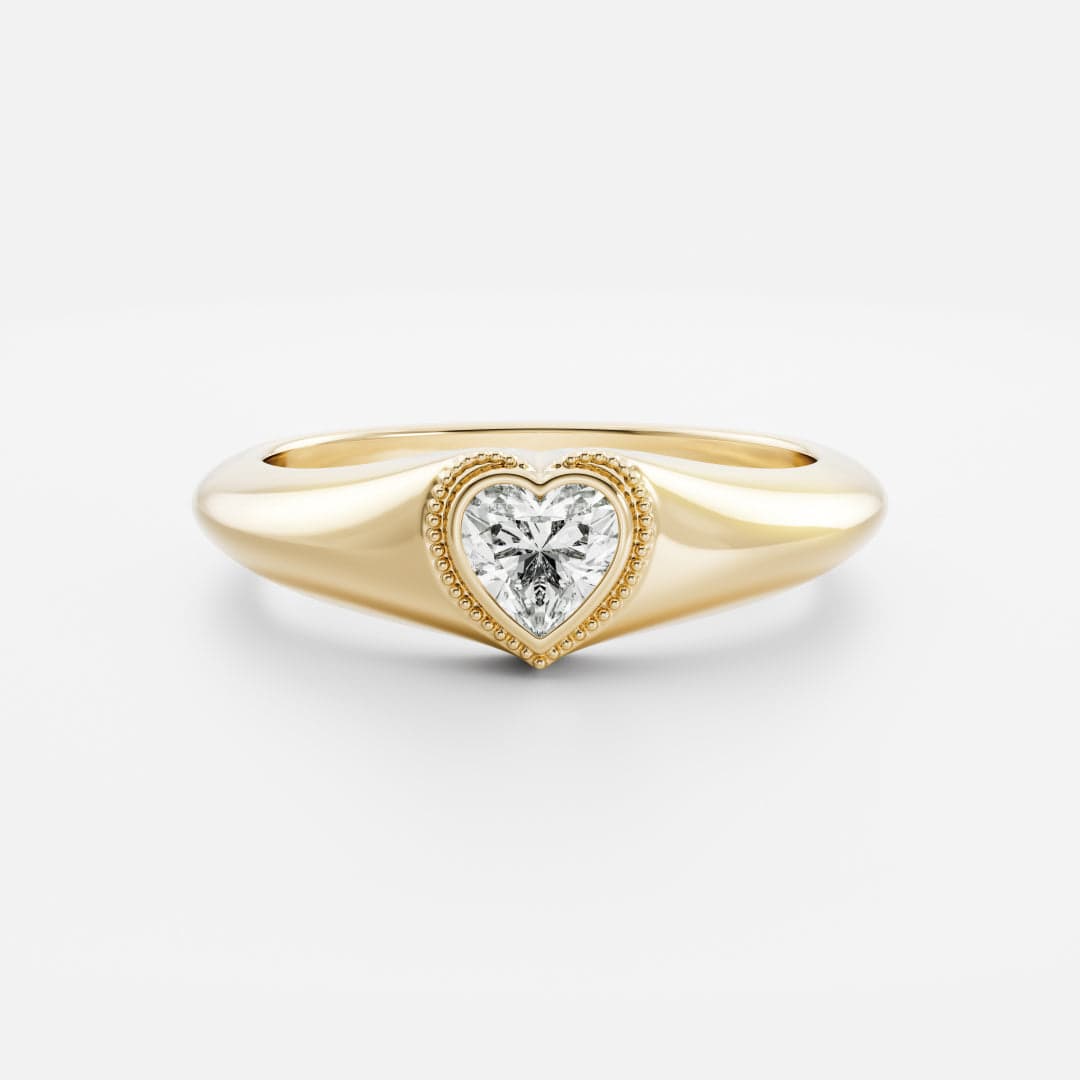 Signature Heart - Milgrain Signet Ring